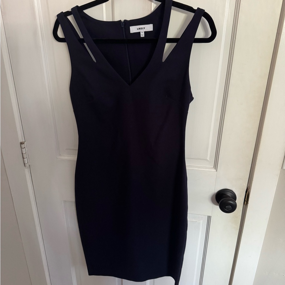 Likely Navy V-Neck Sleeveless Dress